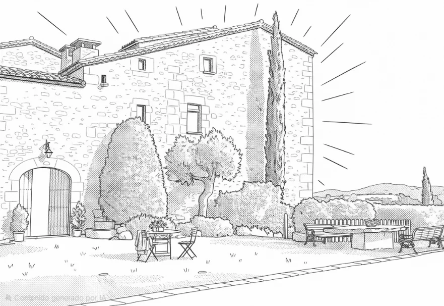 Il·lustració de la masia on se celebra la boda